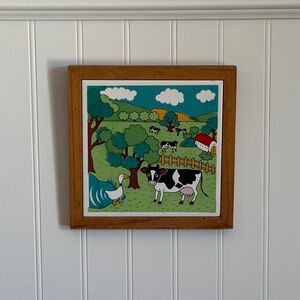 Folk Art Vintage Farmhouse Tile Trivet / Display